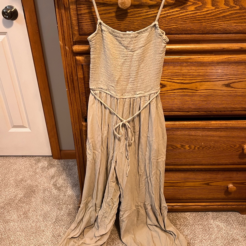 Beige Spaghetti Strap Maxi Dress